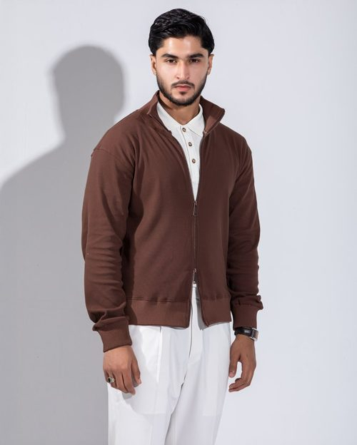 Rib Zipper Sweater - Carob Brown