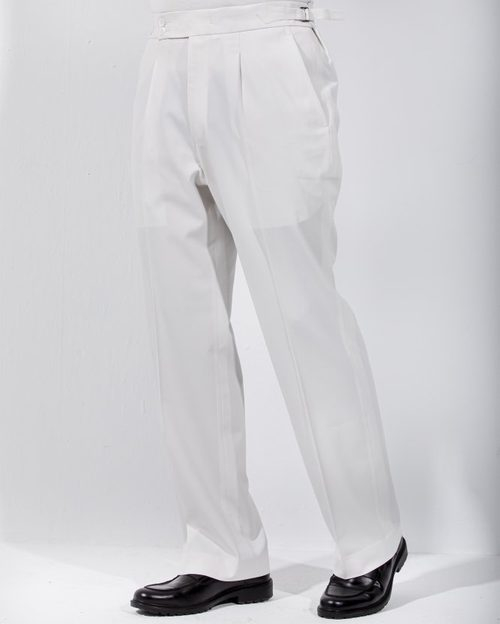 Pleated BootCut Pant - White