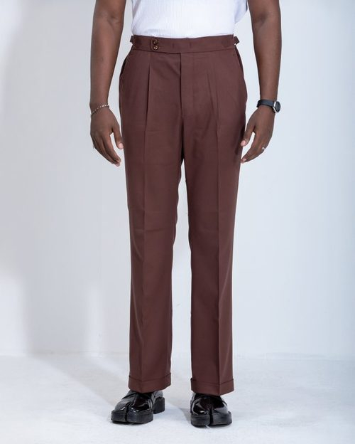 Pleated BootCut Pant - Carob Brown