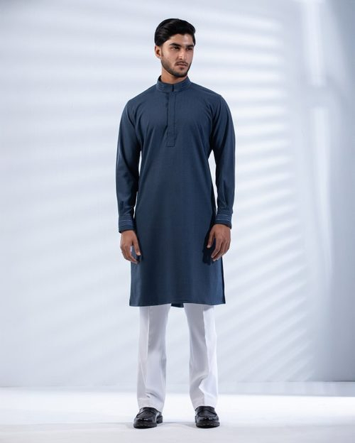 Regal Weave - Kurta - Agean Blue