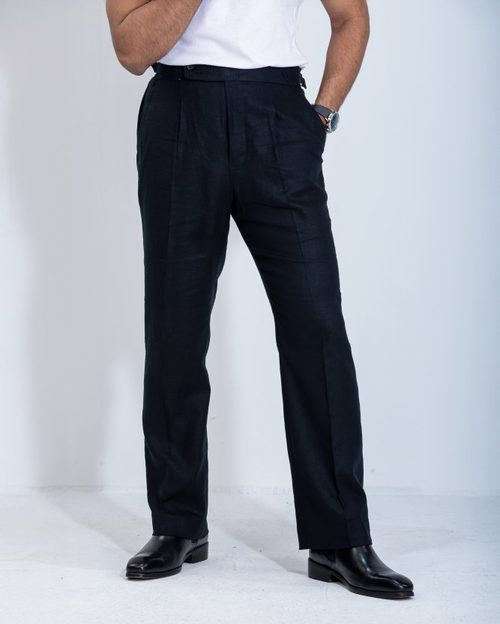 Linen Pleated StraightCut Pant