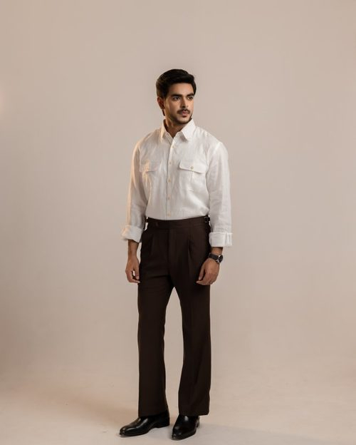 Linen Safari Shirt - Snow White
