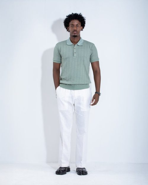 Ribbed Polo - Mint Blue