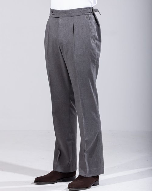 Pleated BootCut Pant - Grey