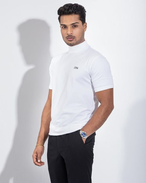 Semi-Turtle Neck Tees - Snow White