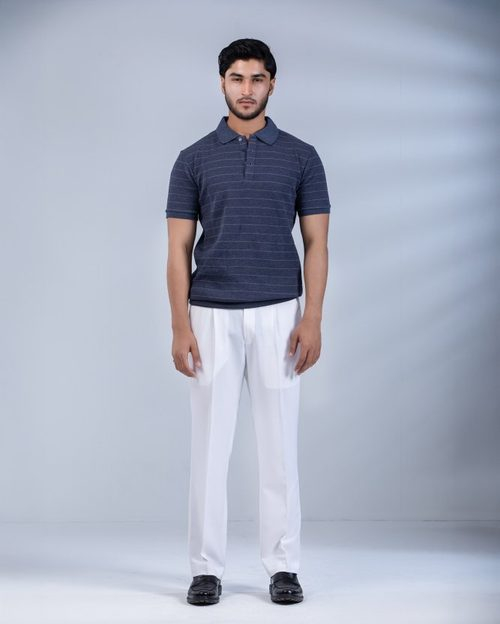 Ribbed Polo - Prussian Blue