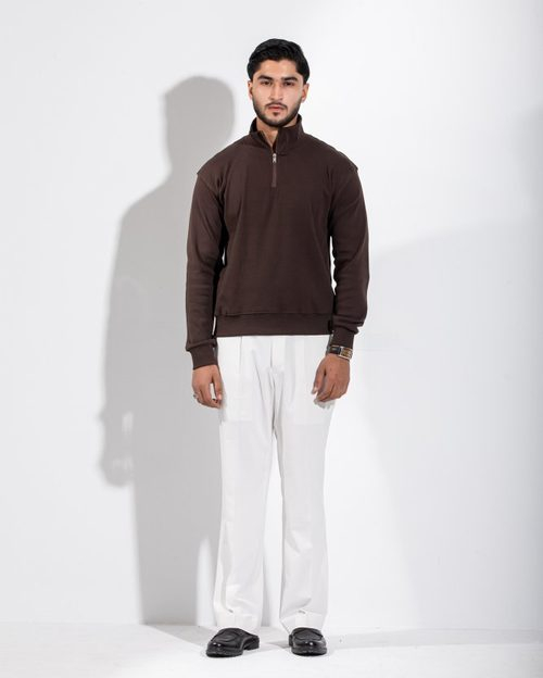 Quarter Zip Sweater - Chocolate Brown
