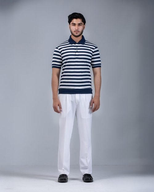 Ribbed Polo - Nautical Stripe