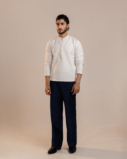 Henley Full Sleeve T-Shirt - Snow White